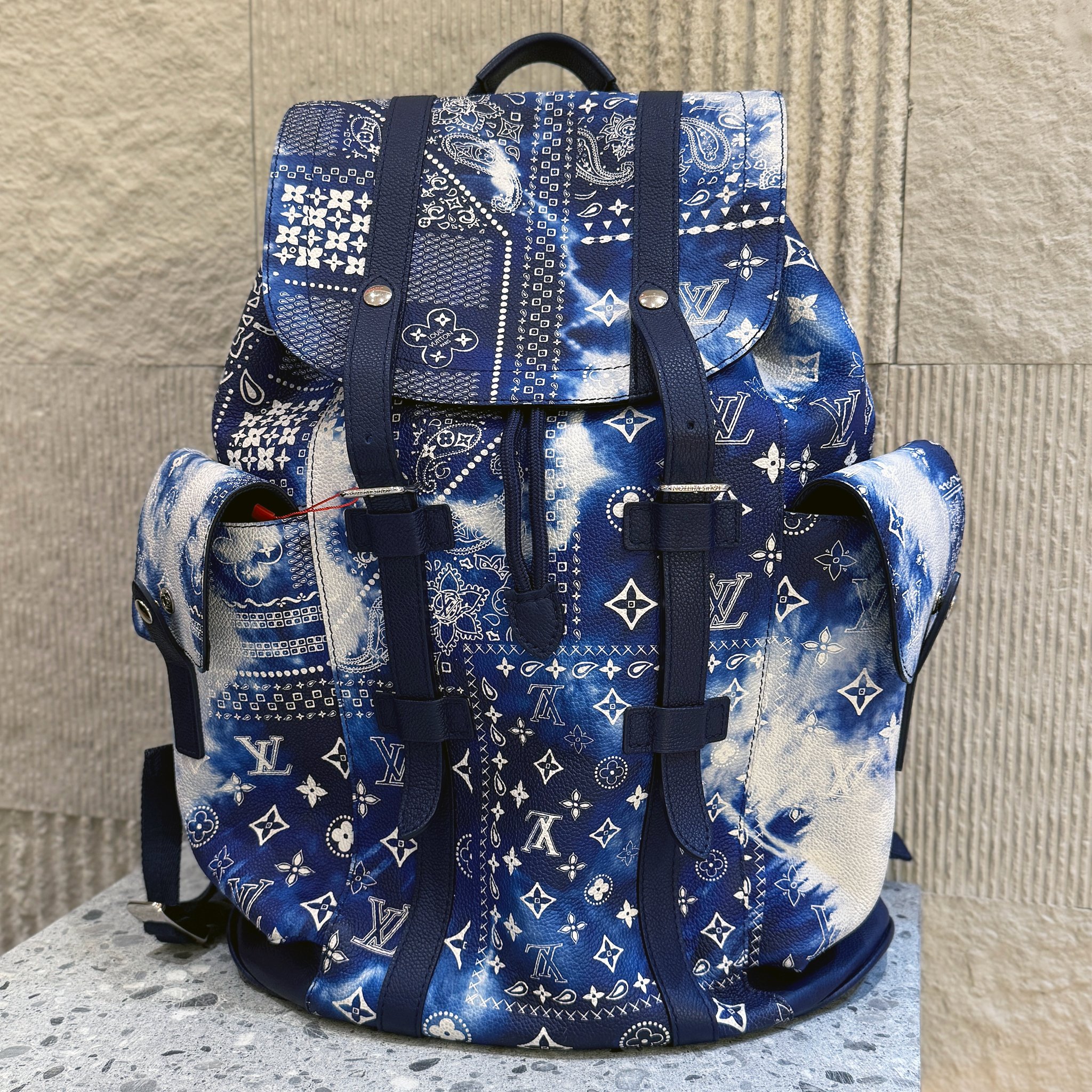 Louis Vuitton Christoper's MM Back Pack Bag Bandana Blue (Limited Edition)