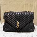 Saint Laurent College Bag in Gold Hardware & Calfskin Leather (Large)