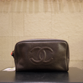 Chanel Vintage Chanel Caviar Brown Leather Clutch Bag