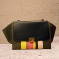 Celine Small Trapeze Bag in Multicolour Striped Canvas and Leather