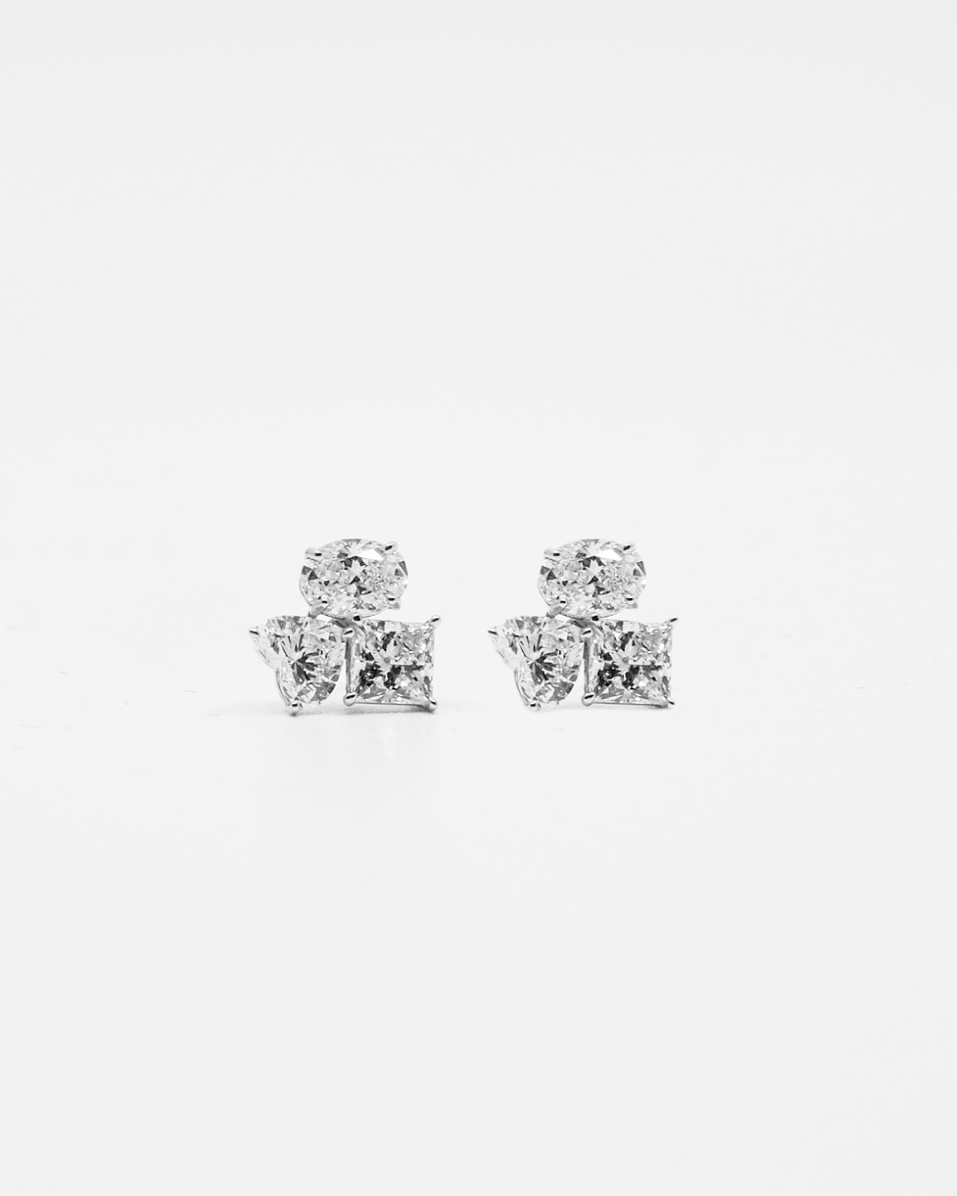 18K Triple Stone Cluster LGD Earrings