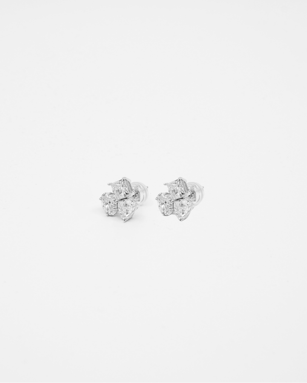 18K Triple Stone Cluster LGD Earrings