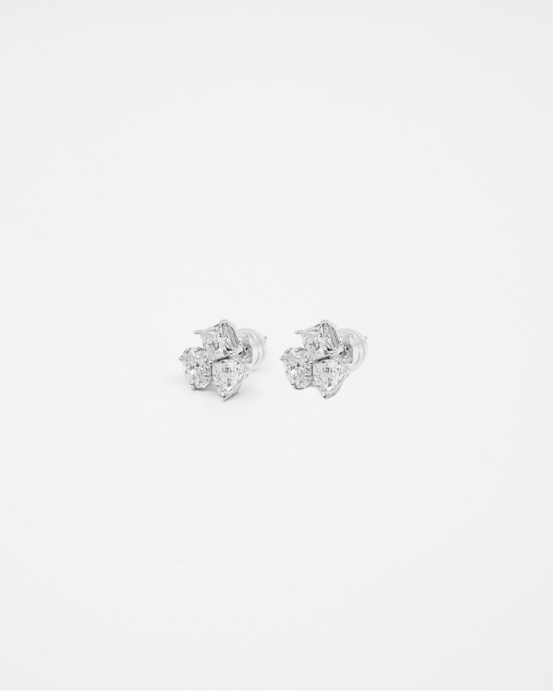 18K Triple Stone Cluster LGD Earrings