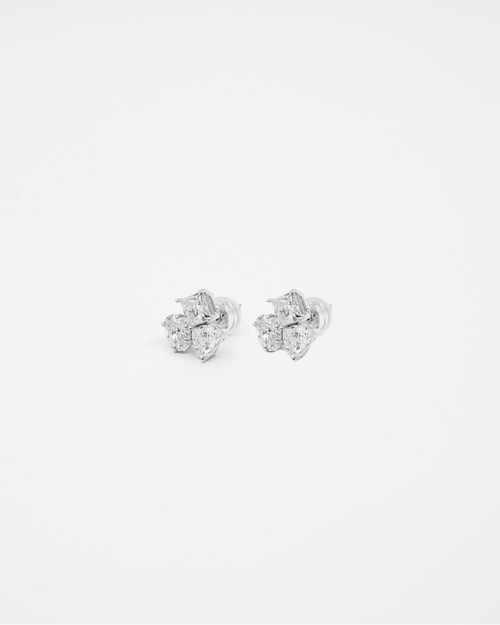 18K Triple Stone Cluster LGD Earrings
