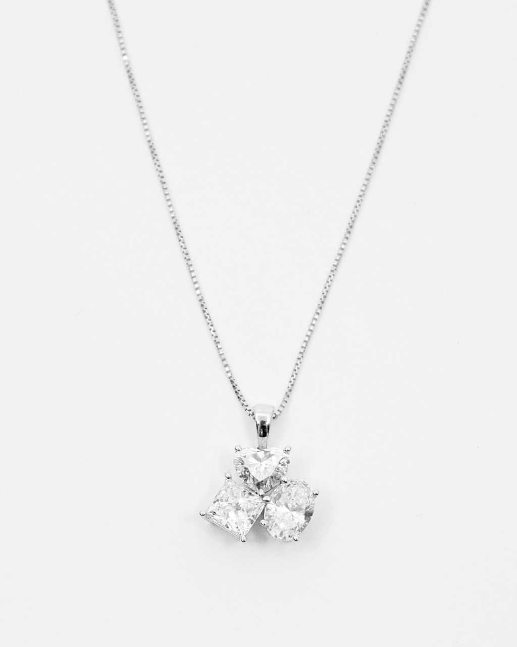18k Triple Stone Cluster LGD Necklace