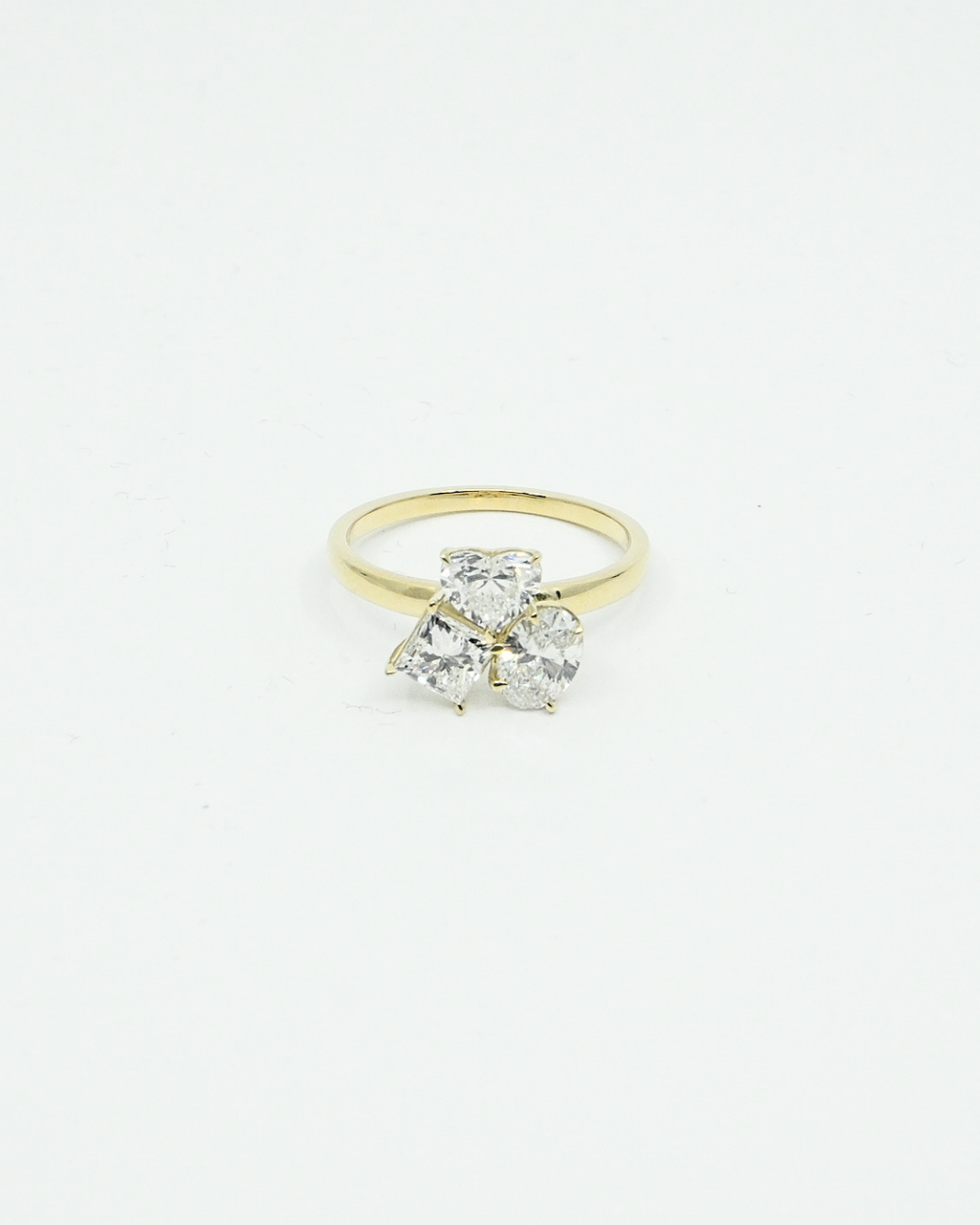 18K Triple Stone Cluster LGD Ring