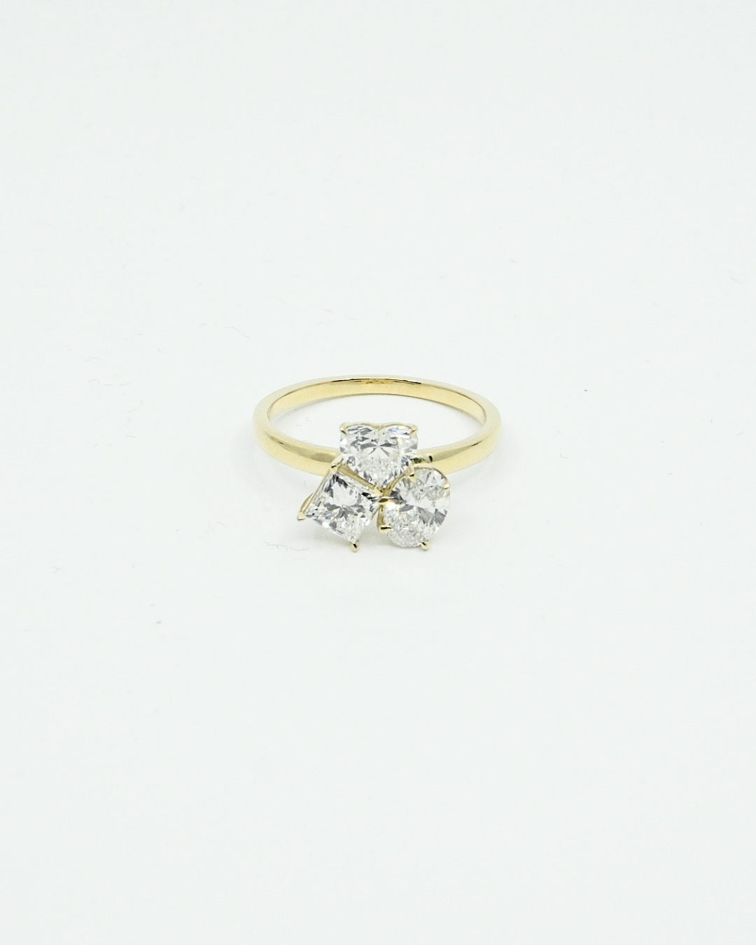 18K Triple Stone Cluster LGD Ring