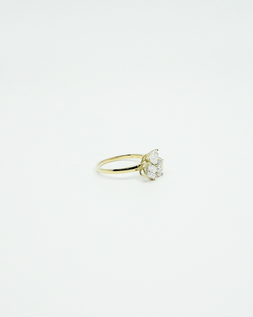 18K Triple Stone Cluster LGD Ring