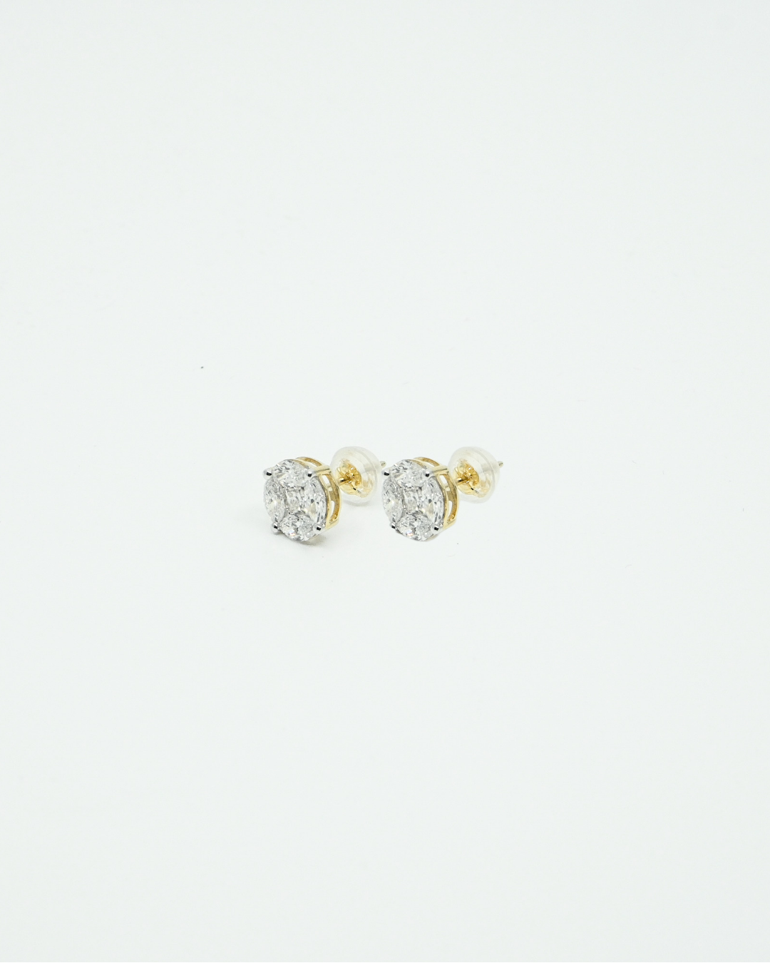 18K Yellow Gold Illusion Stud LGD Earrings