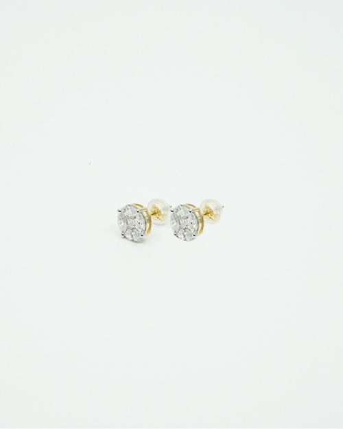 18K Yellow Gold Illusion Stud LGD Earrings