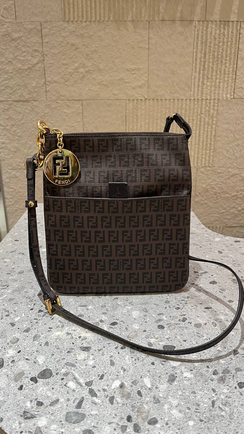 Fendi Zucchino Coated Canvas Crossbody Bag